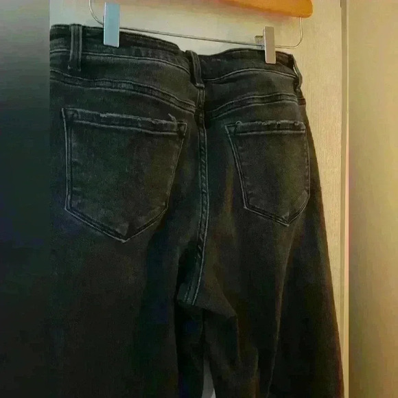 Vervet blue size 27 black bootcut distressed  denim raw hem wide leg - Picture 7 of 10